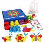 Drewniane puzzle edukacyjne kształty wyobraźnia kolorowe W14J058