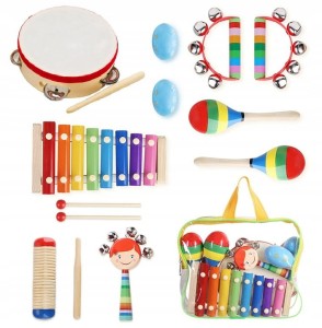 Drewniane instrumenty muzyczne dla dzieci plecak w plecaku W07A186
